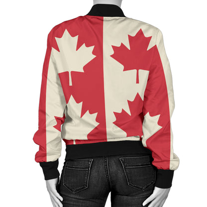 Maple Leaf Pattern Print Design 02 Women's Bomber Jacket