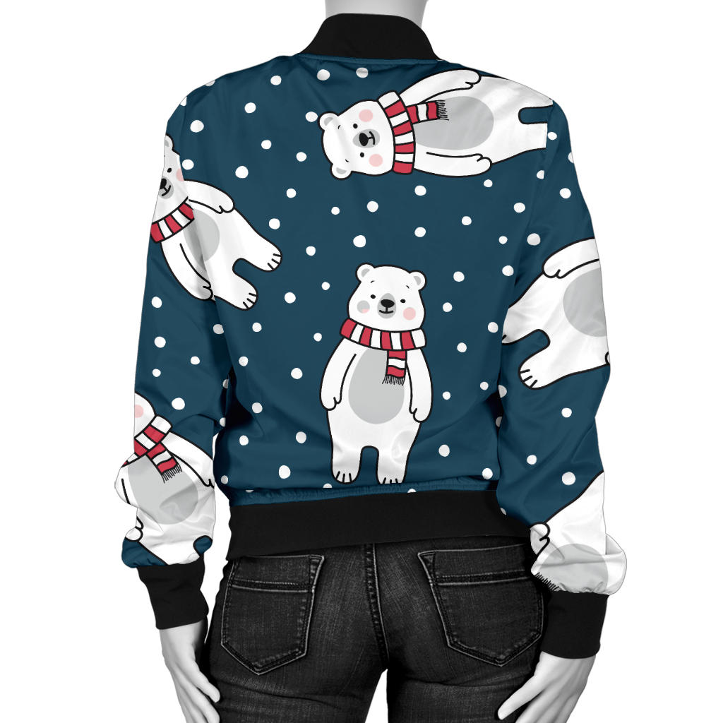 Polar Bear Pattern Print Design PB05 Women Bomber Jacket