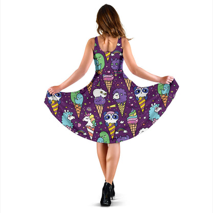 Ice Cream Pattern Print Design IC07 Midi Dress