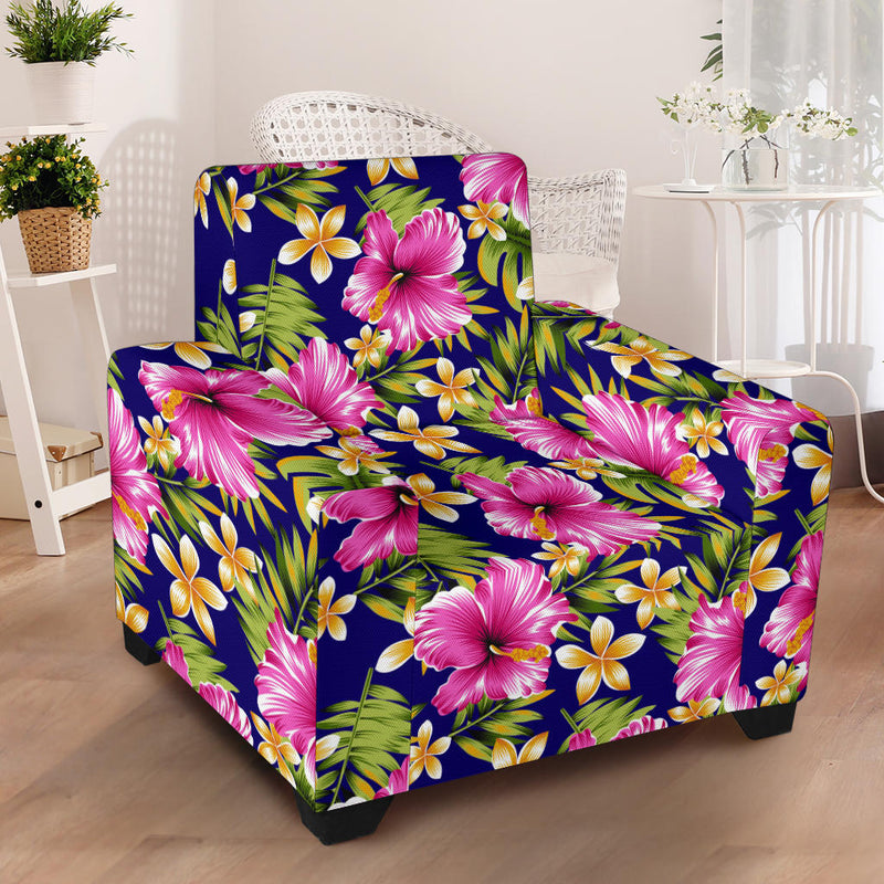 Pink Hibiscus Pattern Print Design HB027 Armchair Slipcover