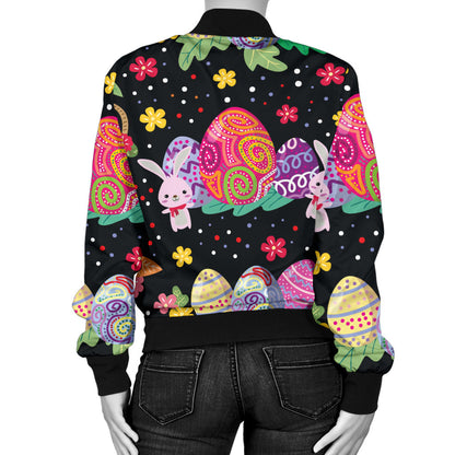 Easter Eggs Pattern Print Design RB06 Women Bomber Jacket