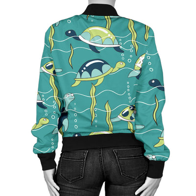 Sea Turtle Pattern Print Design T08 Women Bomber Jacket