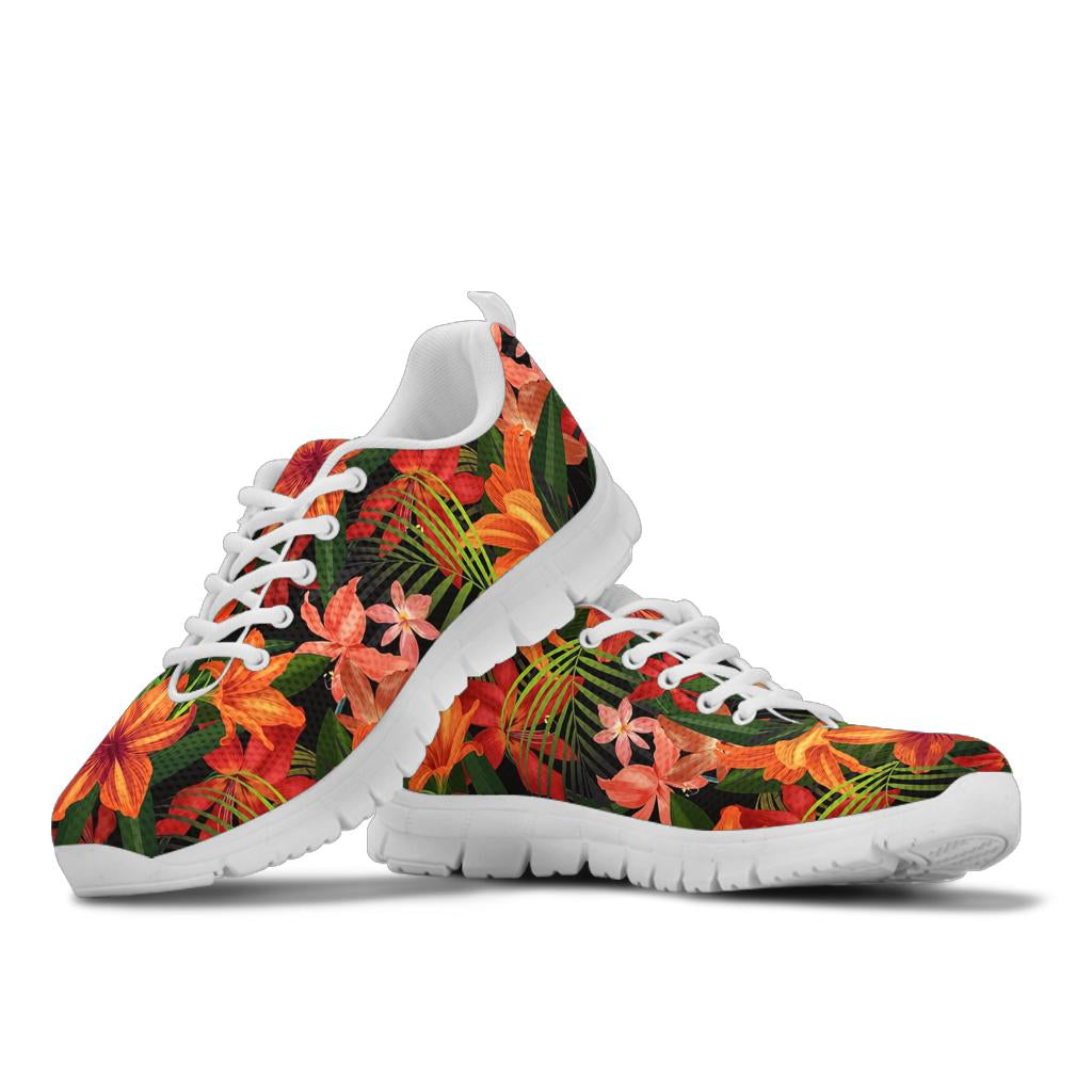 Amaryllis Pattern Print Design AL05 Sneakers White Bottom Shoes