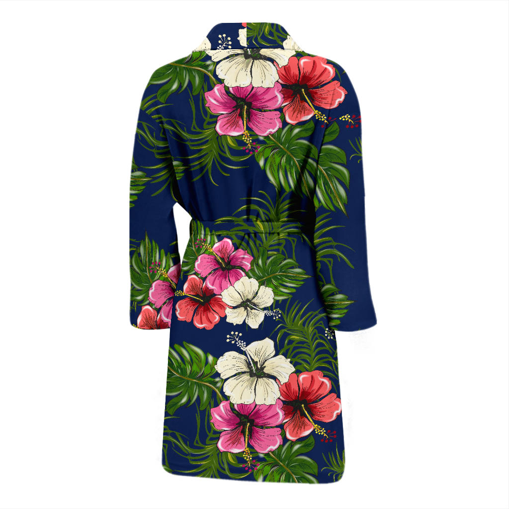 Hibiscus Pattern Print Design HB028 Men Bathrobe