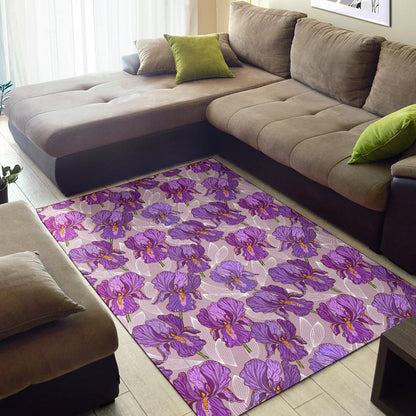 Iris Pattern Print Design IR05 Area Rugs