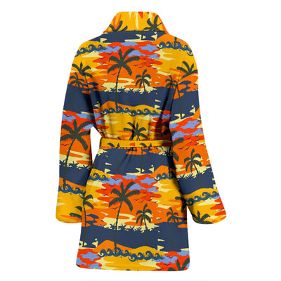 Palm Tree Pattern Print Design PT010 Women Bathrobe