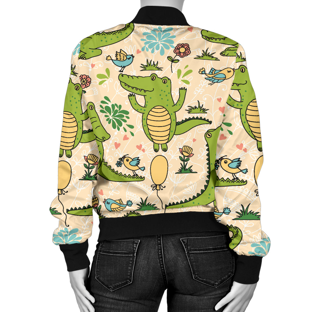 Alligator Pattern Print Design 01 Women's Bomber Jacket