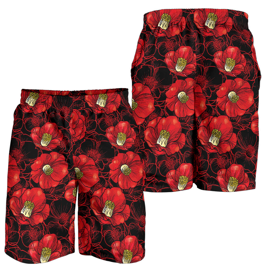 Camellia Pattern Print Design CM06 Mens Shorts