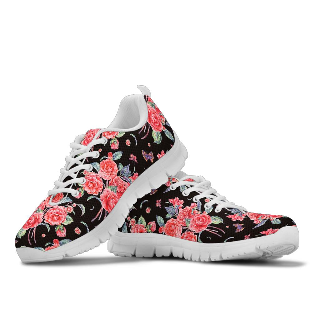 Camellia Pattern Print Design CM03 Sneakers White Bottom Shoes