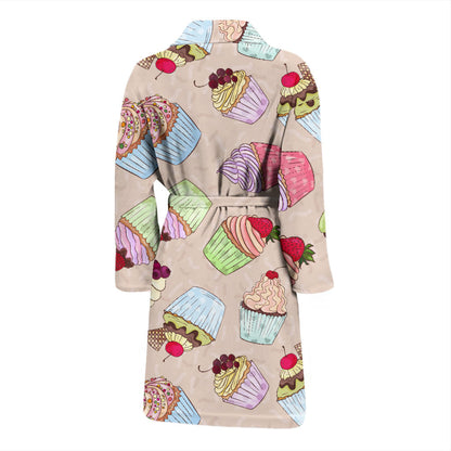 Cupcake Pattern Print Design CP06 Men Bathrobe