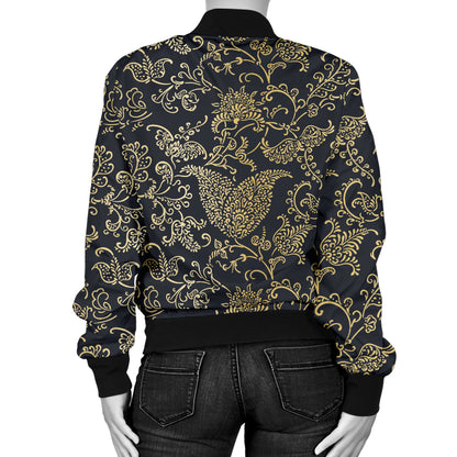 Brocade Pattern Print Design 04 Women's Bomber Jacket