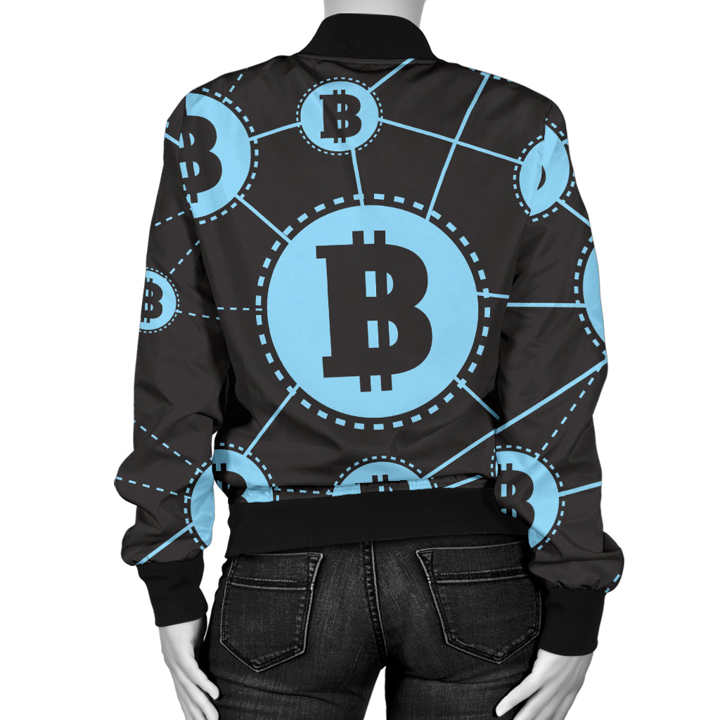 Cryptocurrency Pattern Print Design 02 Women's Bomber Jacket