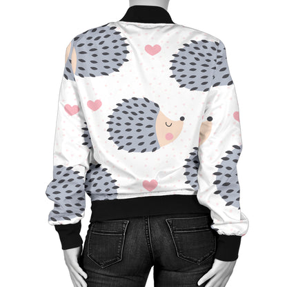 Hedgehog Baby Pattern Print Design 03 Women's Bomber Jacket