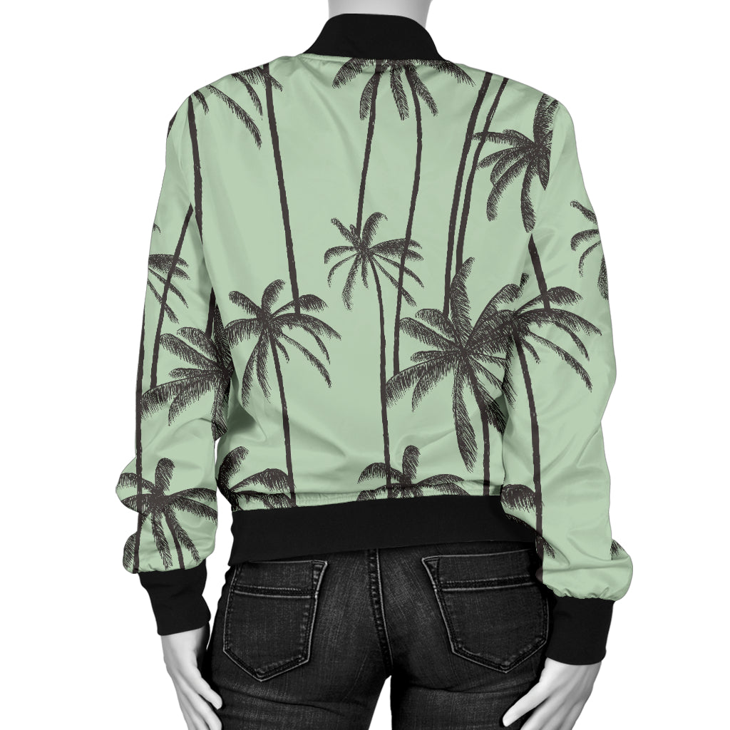 Palm Tree Pattern Print Design A04 Women's Bomber Jacket