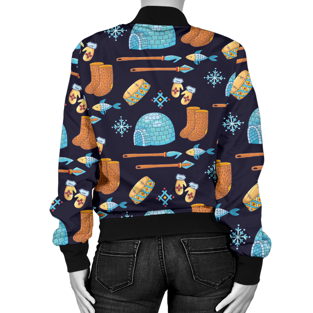 Eskimo Pattern Print Design 02 Women's Bomber Jacket