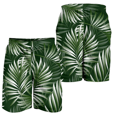 White Green Tropical Palm Leaves Mens Shorts