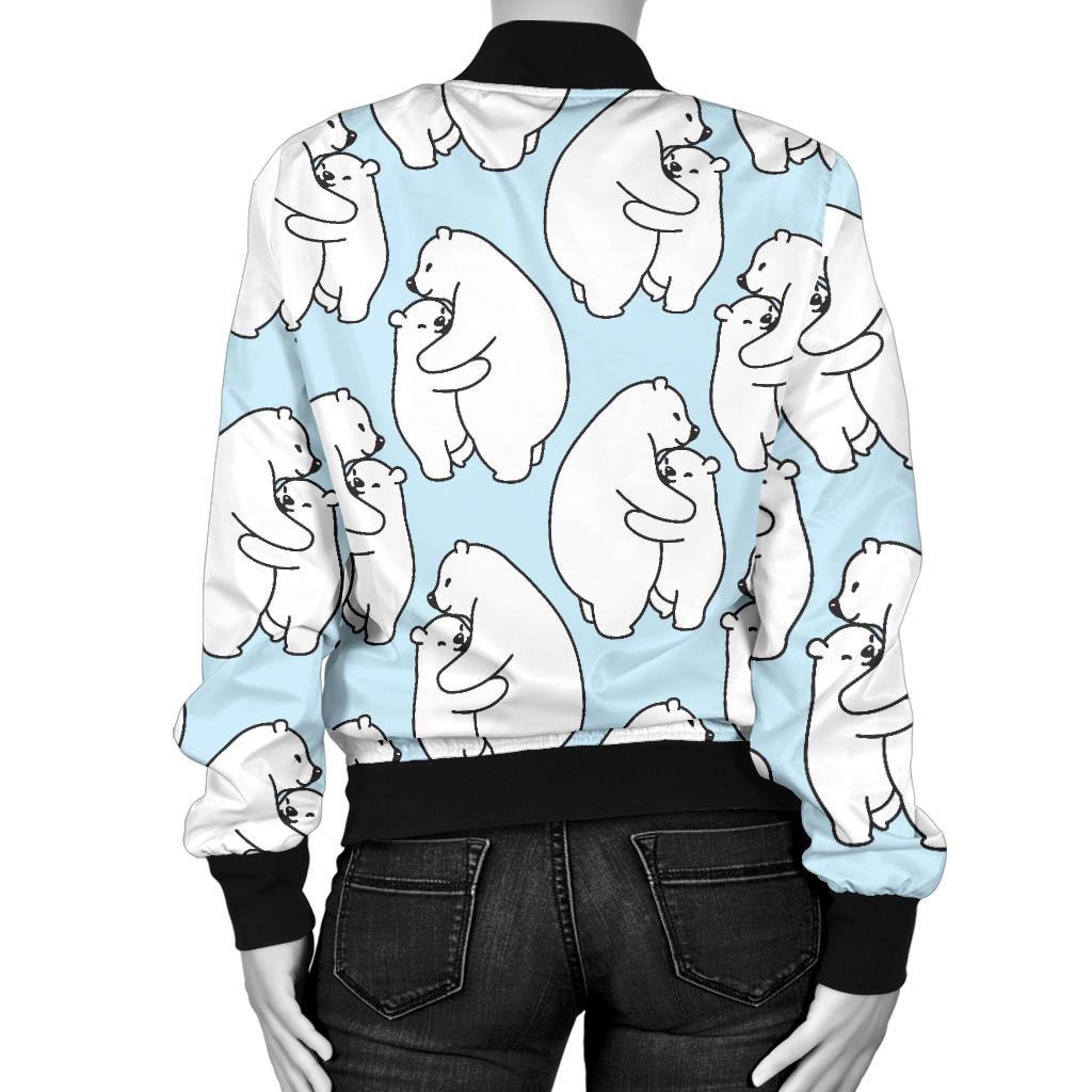 Polar Bear Pattern Print Design PB08 Women Bomber Jacket