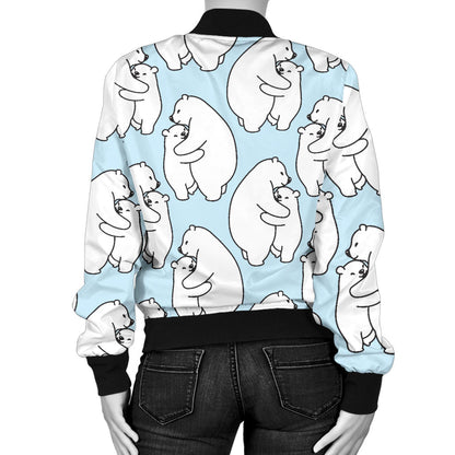 Polar Bear Pattern Print Design PB08 Women Bomber Jacket