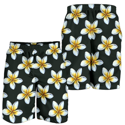 White Plumeria Pattern Print Design PM022 Mens Shorts
