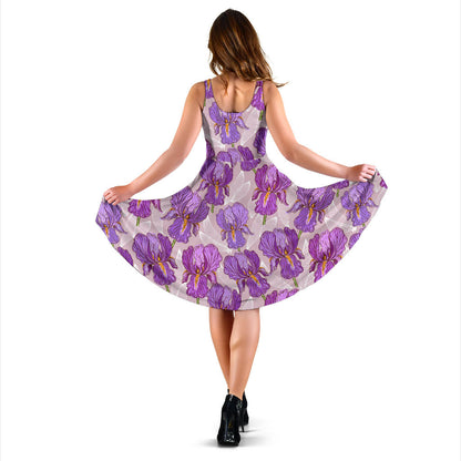 Iris Pattern Print Design IR05 Midi Dress