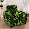 Green Neon Tropical Palm Leaves Armchair Slipcover