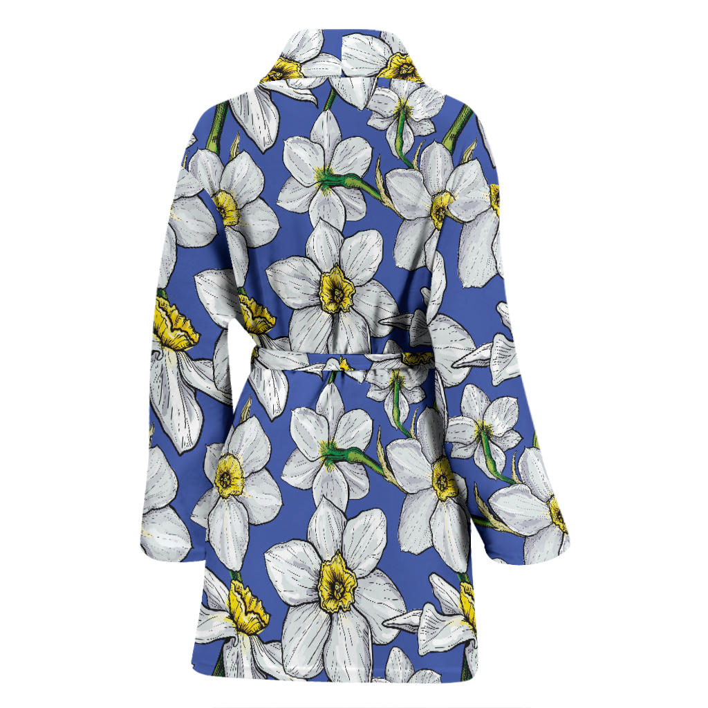 Daffodils Pattern Print Design DF08 Women Bathrobe