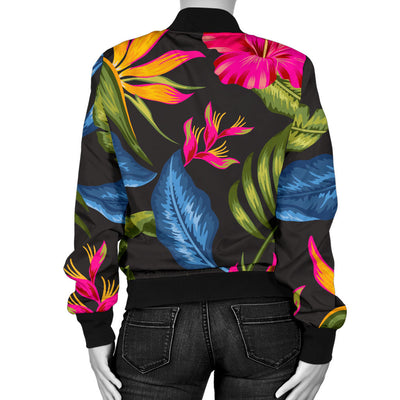 Bird Of Paradise Pattern Print Design BOP014 Women Bomber Jacket