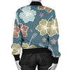 Hibiscus Pattern Print Design HB033 Women Bomber Jacket