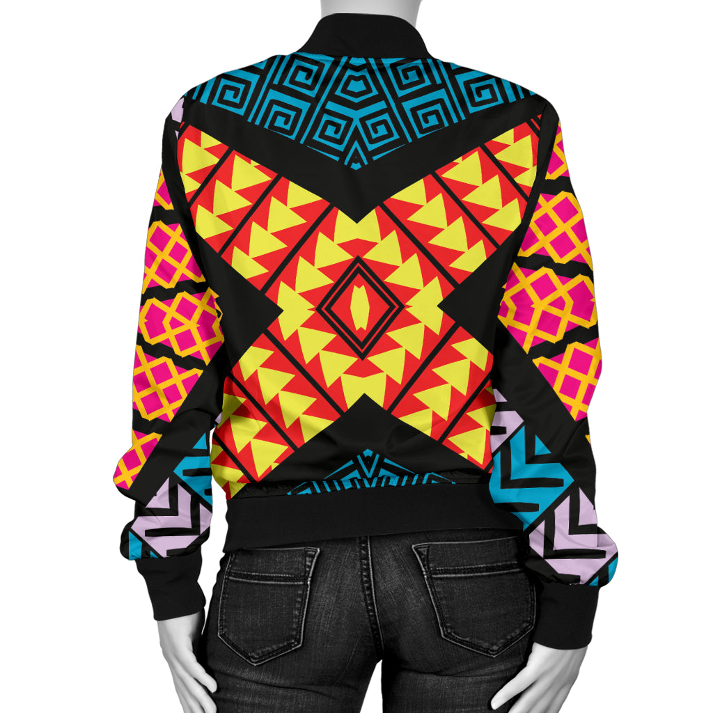 Kaleidoscope Pattern Print Design 05 Women's Bomber Jacket
