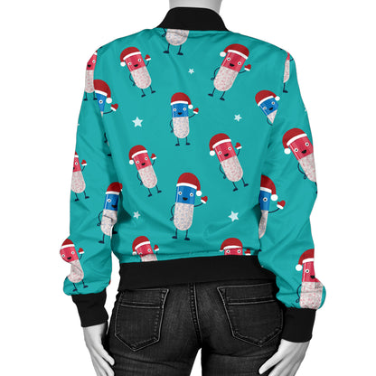 Pill Pattern Print Design A03 Women's Bomber Jacket