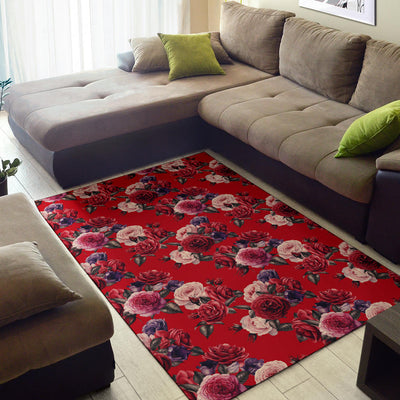 Rose Red Pattern Print Design RO07 Area Rugs