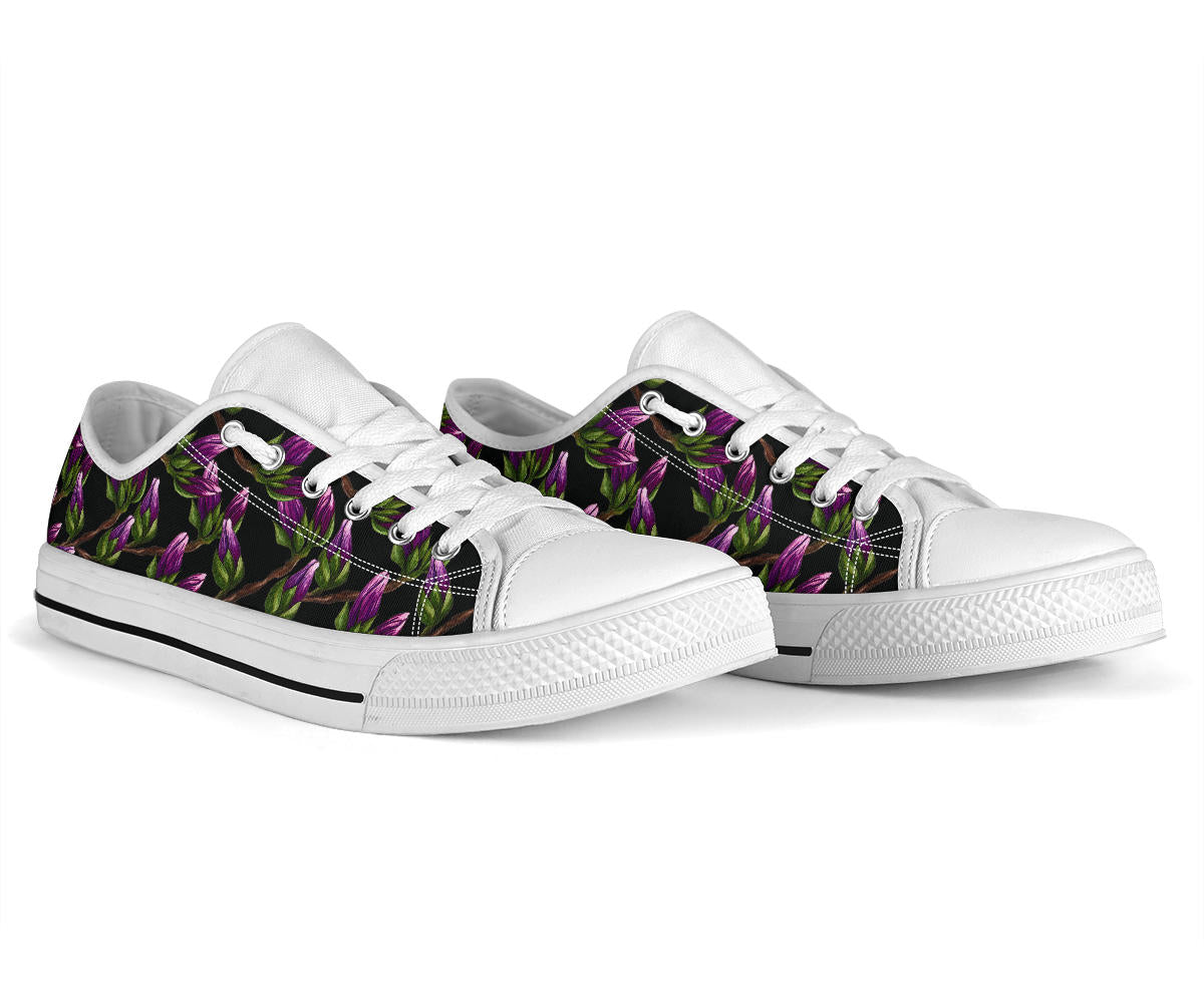 Magnolia Pattern Print Design MAG010 White Bottom Low Top Shoes
