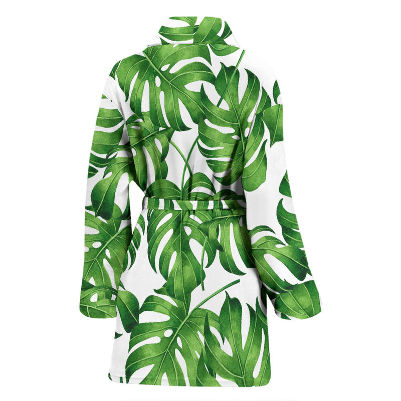 Palm Leaves Pattern Print Design PL08 Women Bathrobe