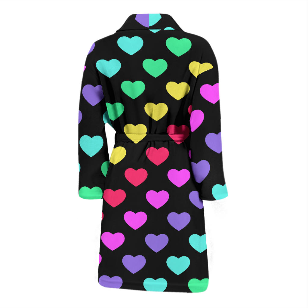 Heart Rainbow Pattern Print Design HE02 Men Bathrobe