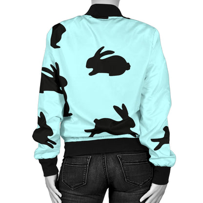 Rabbit Pattern Print Design RB010 Women Bomber Jacket