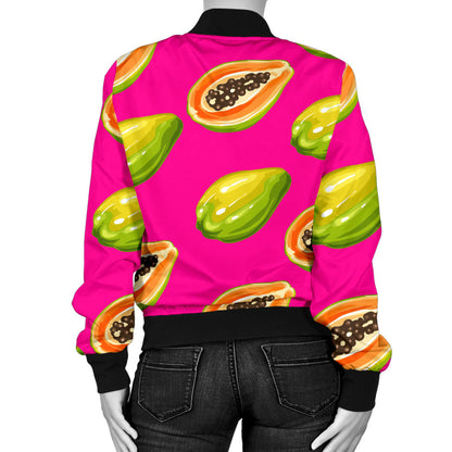 Papaya Pattern Print Design PP02 Women Bomber Jacket