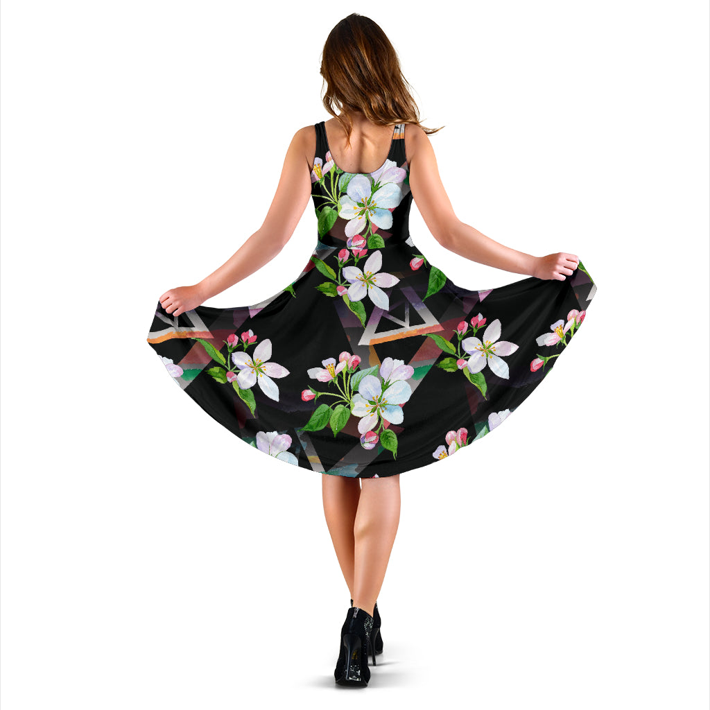 Apple blossom Pattern Print Design AB07 Midi Dress