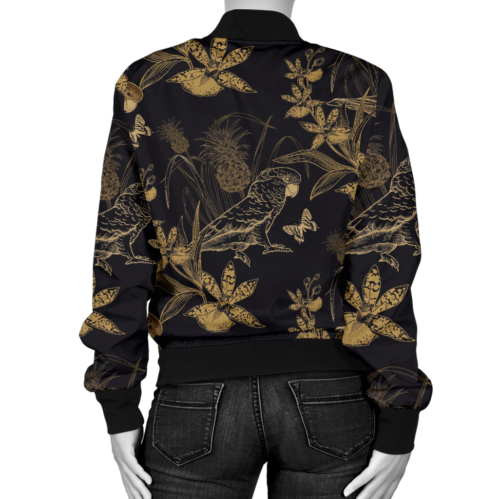 Parakeet Pattern Print Design A05 Women's Bomber Jacket