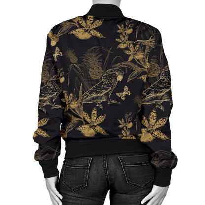 Parakeet Pattern Print Design A05 Women's Bomber Jacket