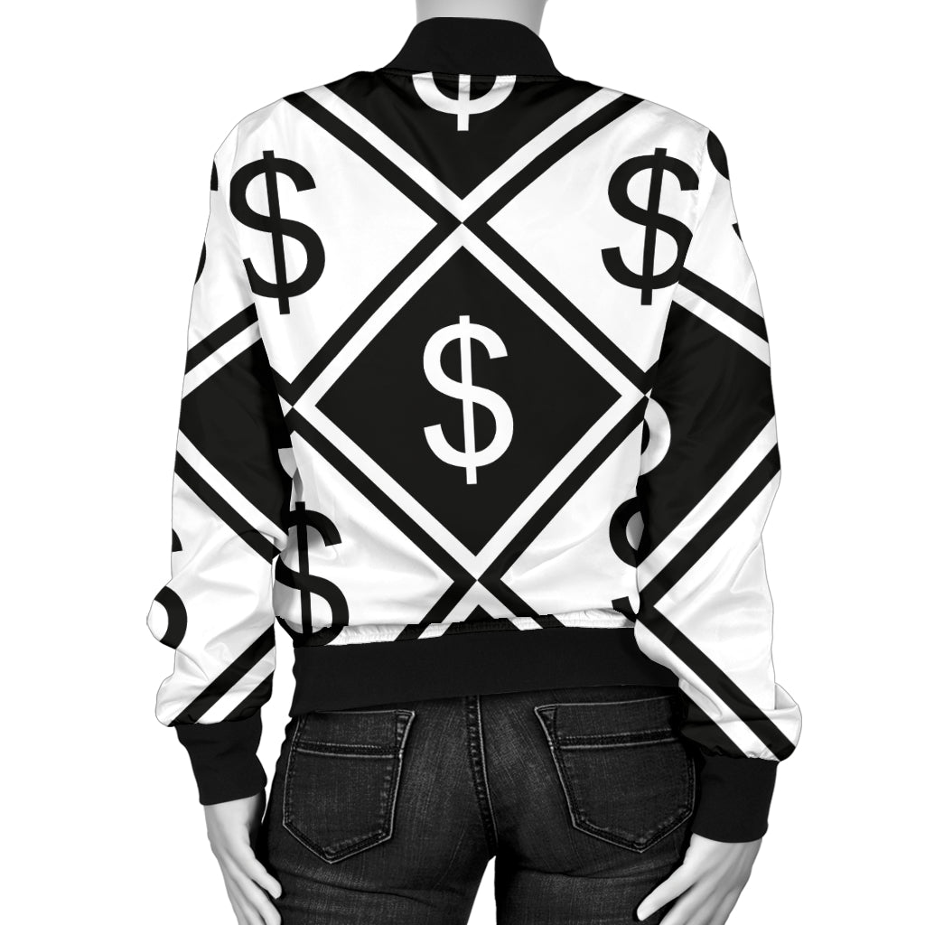 Money Pattern Print Design 04 Women's Bomber Jacket