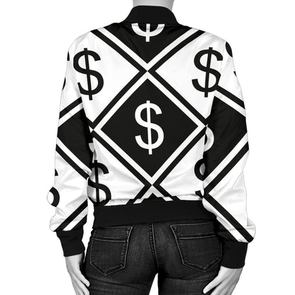 Money Pattern Print Design 04 Women's Bomber Jacket