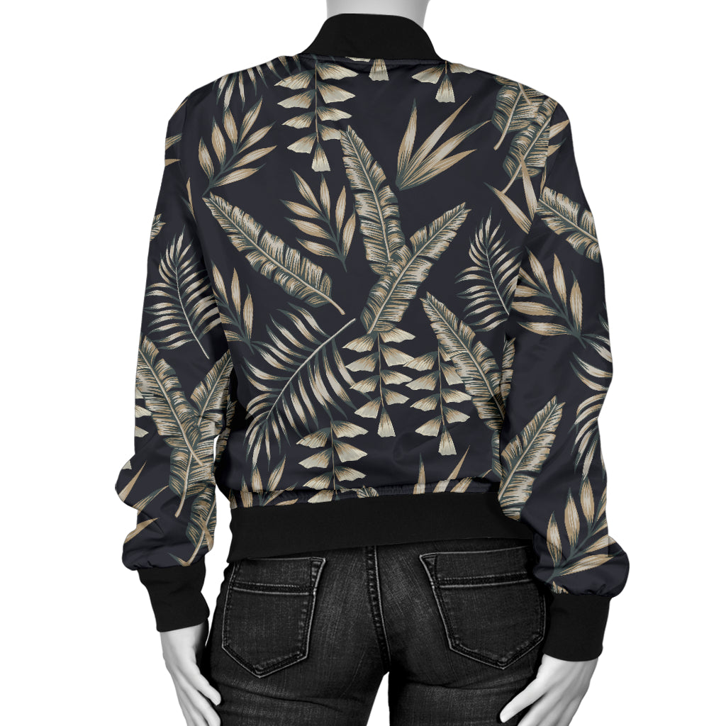 Banana Leaf Pattern Print Design 07 Women's Bomber Jacket