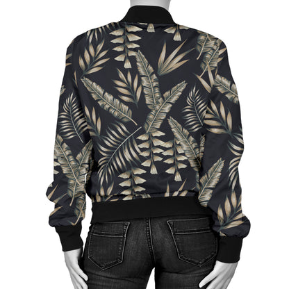 Banana Leaf Pattern Print Design 07 Women's Bomber Jacket