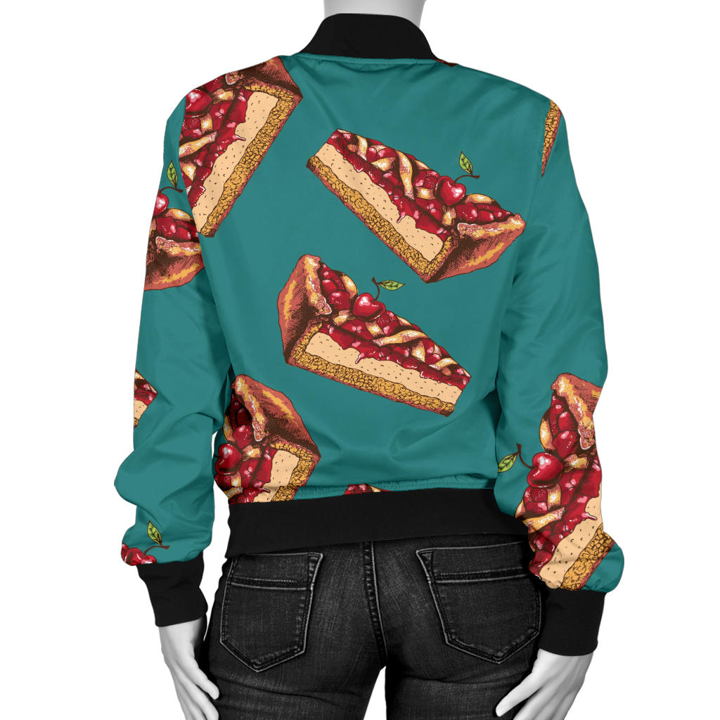 Cheesecake Cherry Pattern Print Design CK03 Women Bomber Jacket