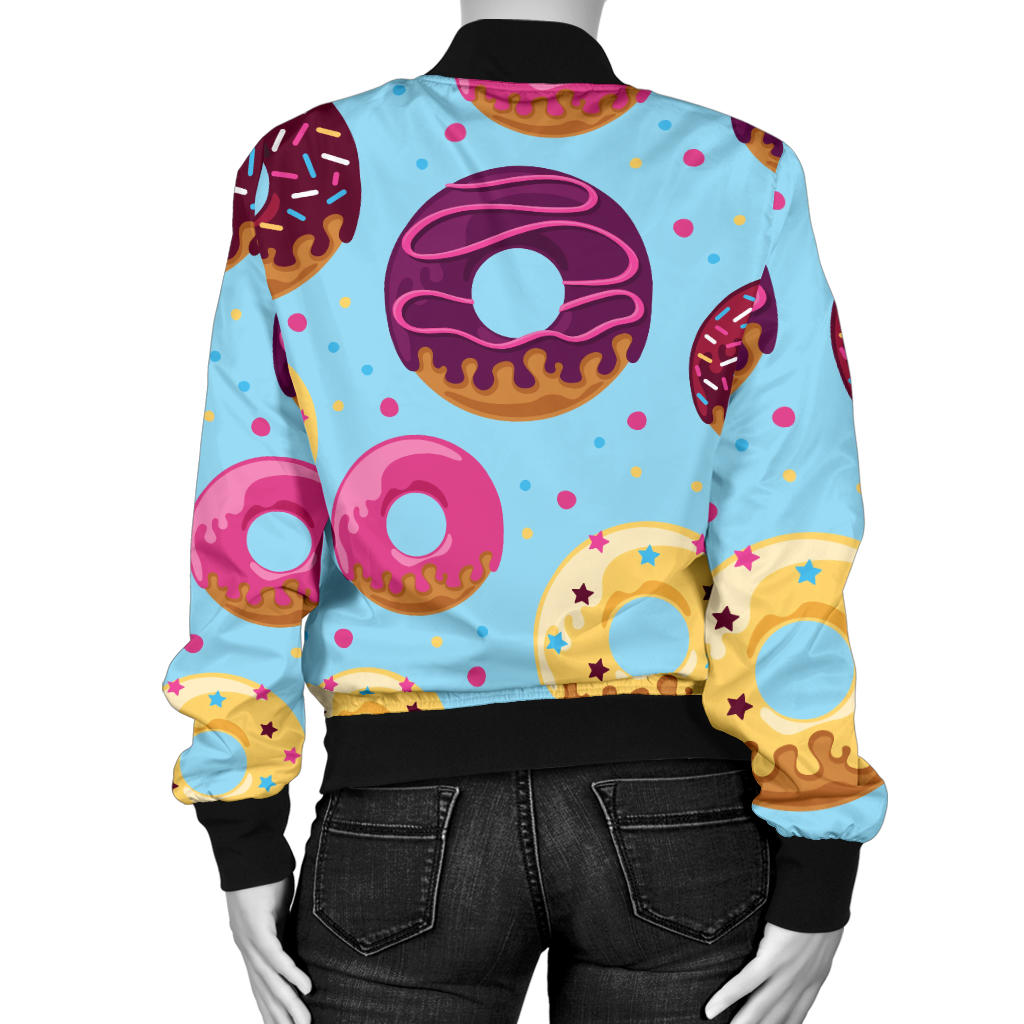 Donut Pattern Print Design DN07 Women Bomber Jacket