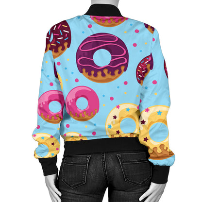 Donut Pattern Print Design DN07 Women Bomber Jacket