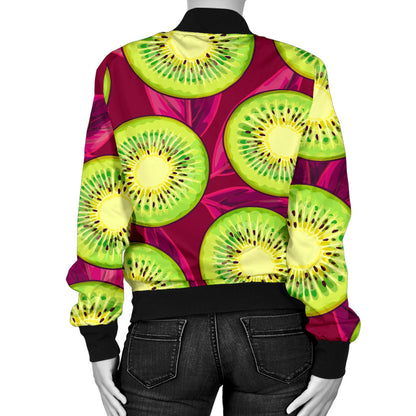 Kiwi Pattern Print Design KW05 Women Bomber Jacket