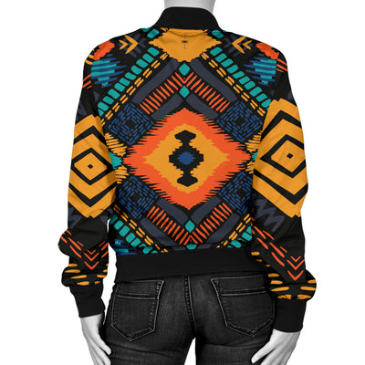 Kente Pattern Print Design 04 Women's Bomber Jacket