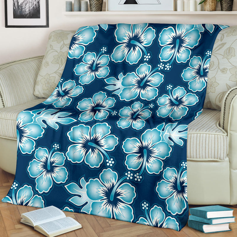 Blue Hibiscus Pattern Print Design HB011 Fleece Blanket