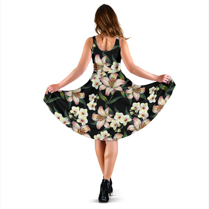 Lily Pattern Print Design LY03 Midi Dress